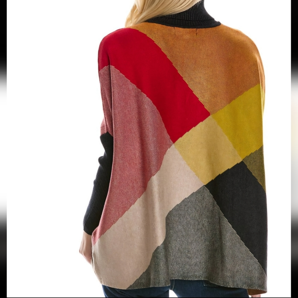 🎁💲EUC Joseph A. Women's Argyle Color Block Dolman Sleeve Sweater Size L - Picture 3 of 12